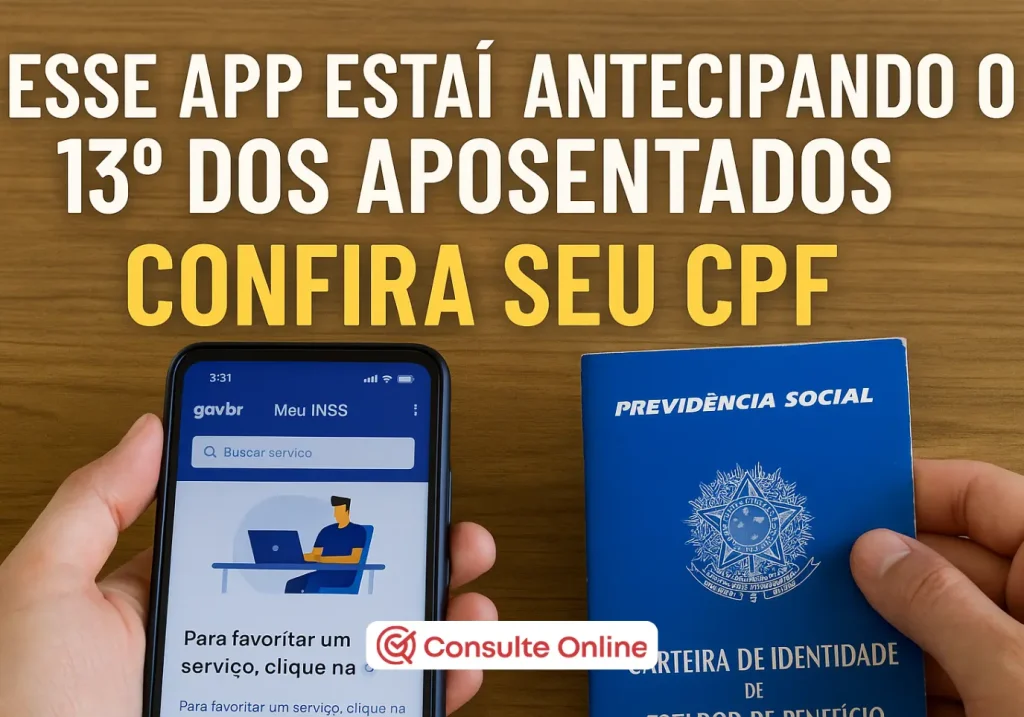 Antecipação 13º Aposentados: Veja pelo Aplicativo INSS - Consulte Online