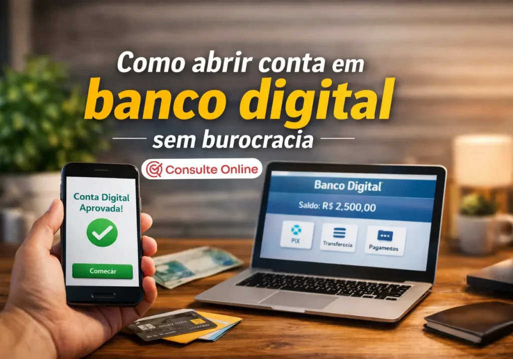 Como abrir conta em banco digital sem burocracia - Consulte Online